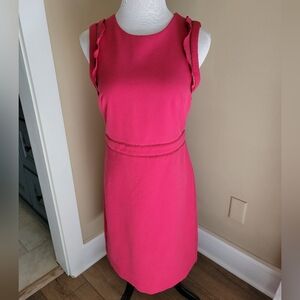 Pink Sleeveless A-line Dress with Ruffle Trim